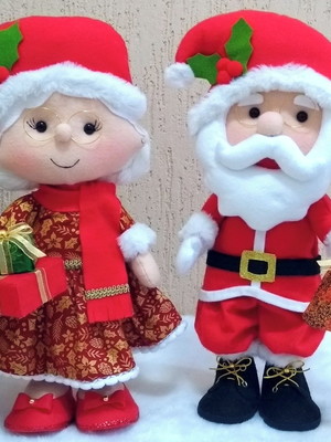 Conjunto natal 20 cm - papai noel e mamãe noel