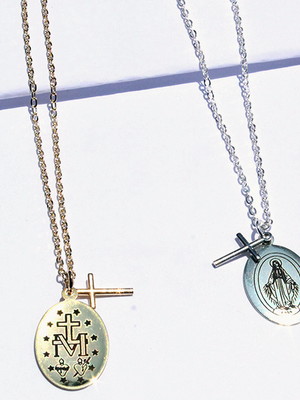 Colar nossa senhora das graças medalha milagrosa semijoia