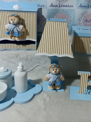 Kit higiene bebê urso aviador