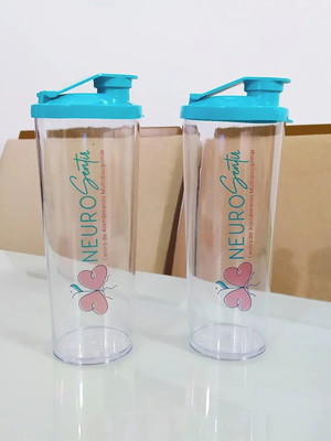 Kit c/ 15 copos long 330 ml personalizado tampa shake/flip