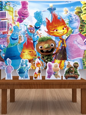 Kit aniversário festa prata painel + display elementos