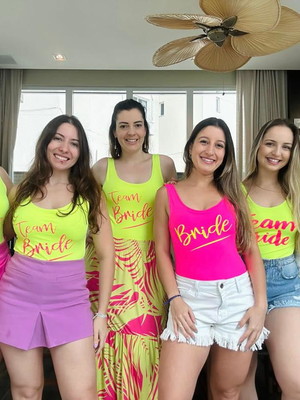 Body despedida de solteira team bride lycra neon