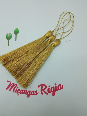 Franja tassel de seda dourada 7cm