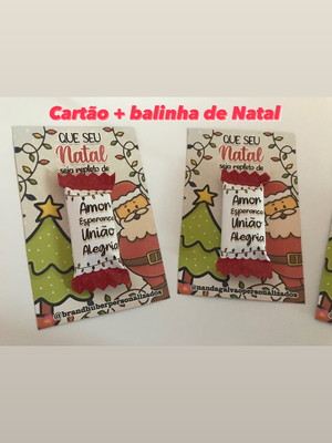 50 cartões com bala natal