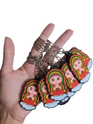 Kit 24 chaveiros de nossa senhora da guadalupe borracha