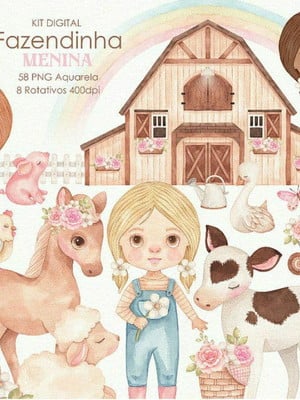 Kit digital fazendinha menina