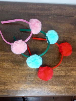 Tiaras de carnaval com pompons de pelúcia mix com 3 unidades