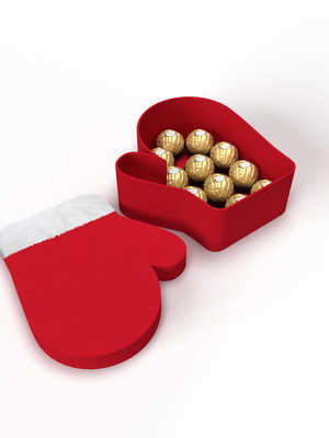 Presente de natal caixa luvas com bombom