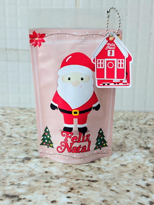 Saquinho ziplog de natal com chaveiro