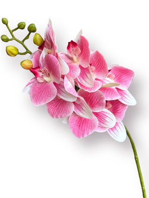 Galho de orquídea 8 flores phalaenopsis artificial rosa