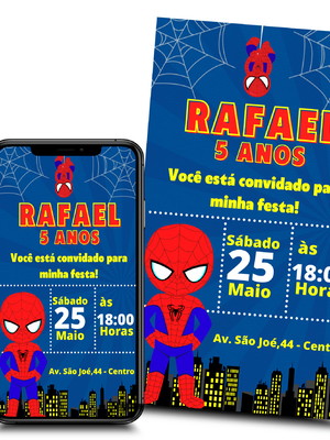 Convite digital - homem aranha cute para whatsapp