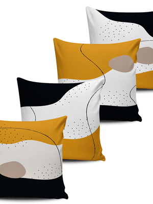 Kit 4 capas almofadas decorativas amarela 45x45cm
