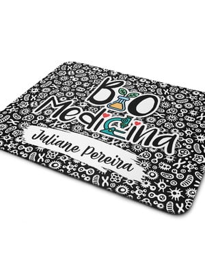 Mouse pad biomedicina preto personalizado com nome