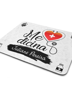 Mouse pad medicina branco personalizado com nome
