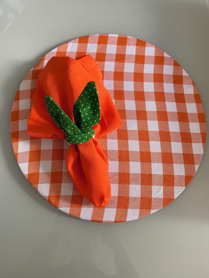 Kit com 30: capa de sousplat laranja e xadrez