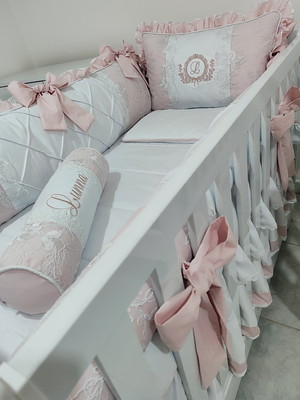 Kit berço luxo/ renda francesa- lunna (8peças)