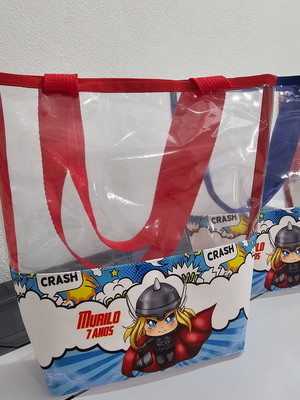 Bolsa de praia infantil lembrancinha personalizada thor