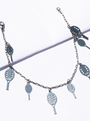 Pulseira berloque com pingentes de beach tênis em aço inox