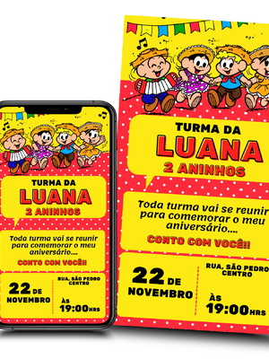 Convite digital para whatsapp tema turma da mônica mod 003