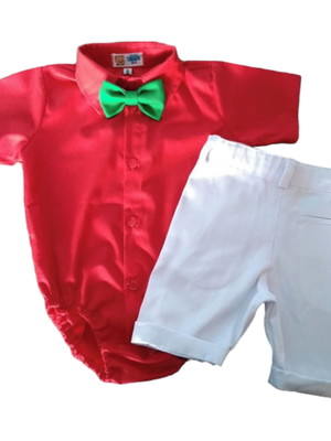 Body camisa,bermuda e gravata