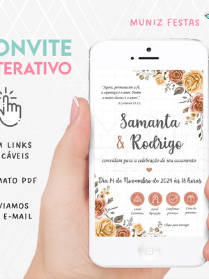 Convite digital interativo casamento terracota