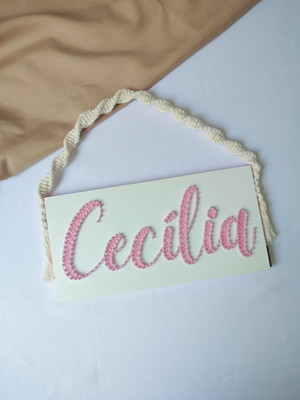 Porta maternidade cecília - string art com cordão de macrame