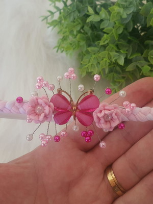 Tiara trançada rosa com regulador