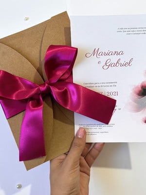 Convite de casamento rosa pink