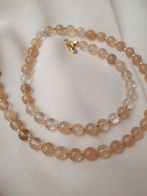 Colar de cristal rutilado e entremeios banhados de 6mm