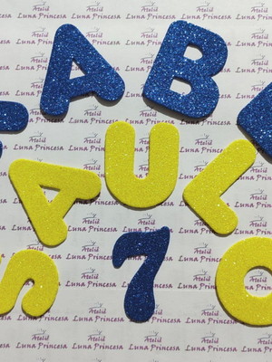 *letras ou números eva com glitter - 5 cm (22 unidades)*