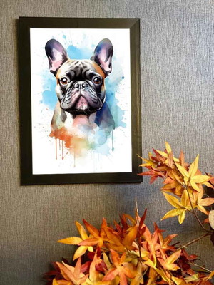 Buldogue francês quadro com moldura 33x24cm