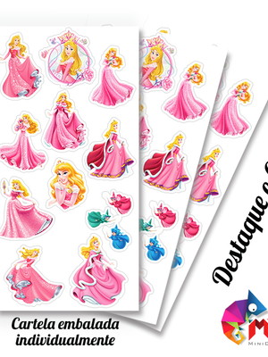 Cartela de adesivos aurora bela adormecida