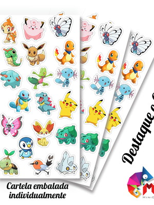 Cartela de adesivos pokemon