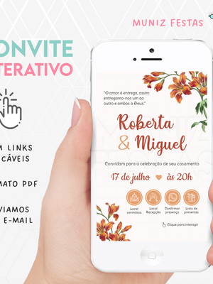 Convite digital interativo casamento laranja