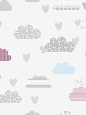 Papel de parede adesivo infantil nuvens delicadas