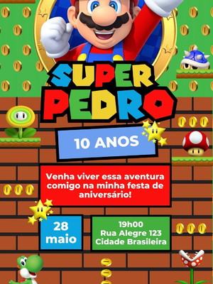 Convite digital super mario