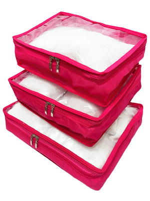 Kit organizador mala de viagem 03 peças pink