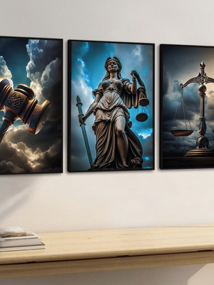 3 quadros advogado escritório direito deusa da justiça