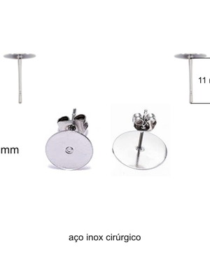 Pinos base brincos aço inox consulte preço no atacado 5 mm