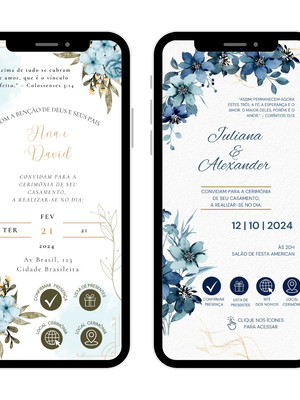 Convite digital interativo casamento azul