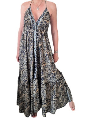 Vestido indiana em seda poliester tamanho único