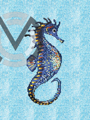 Cavalo marinho em mosaico para piscinas cascatas - caredral