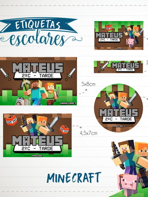 50 etiqueta escolar minecraft