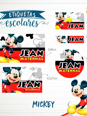 50 etiqueta escolar mickey