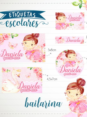 50 etiqueta escolar bailarina