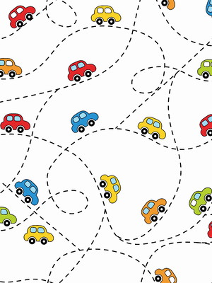 Papel de parede carrinhos na pista fundo branco