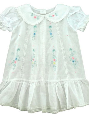 Vestido richelieu com babado bordado cores (12 meses)