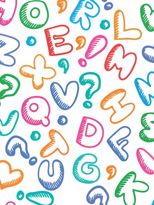 Papel de parede infantil letras coloridas autocolante