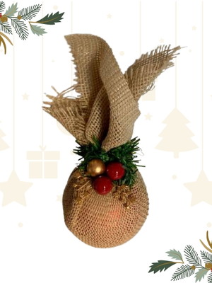 5 bolas decorada com juta com ouro de 10 cm decoração natal