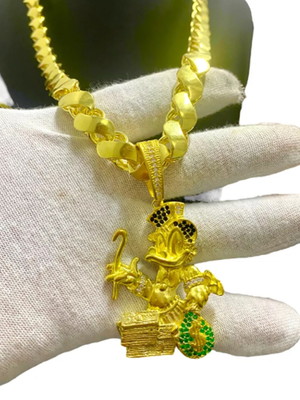 Corrente friso s pingente tio patinhas banhado a ouro 18k